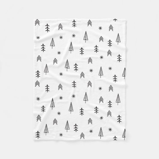 Minimalistisch zwart-wit winterpatroon fleece deken (Voorkant)