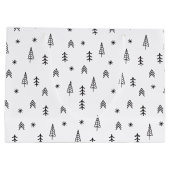 Minimalistisch zwart-wit winterpatroon groot cadeauzakje (Achterkant)