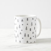 Minimalistisch zwart-wit winterpatroon koffiemok (Voorkant rechts)