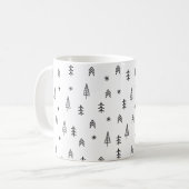 Minimalistisch zwart-wit winterpatroon koffiemok (Voorkant links)