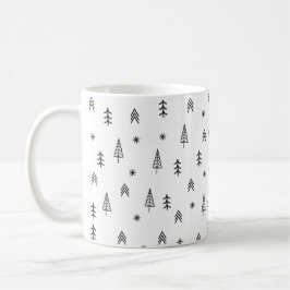 Minimalistisch zwart-wit winterpatroon koffiemok