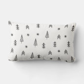 Minimalistisch zwart-wit winterpatroon kussen (Achterkant)