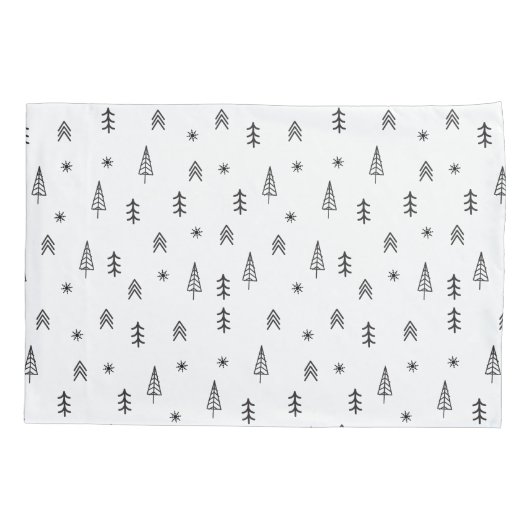 Minimalistisch zwart-wit winterpatroon kussensloop (Achterkant-Links)