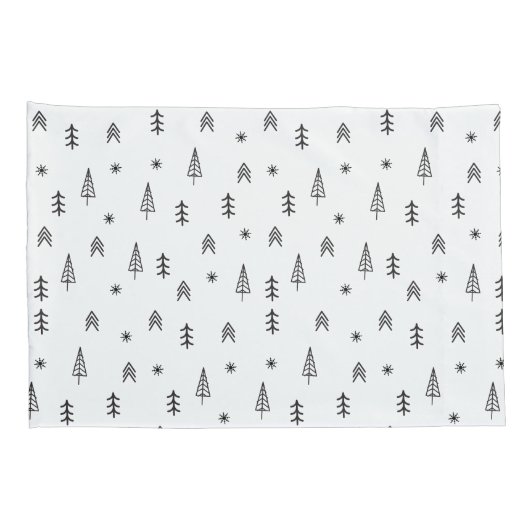 Minimalistisch zwart-wit winterpatroon kussensloop (Achterkant-Rechts)