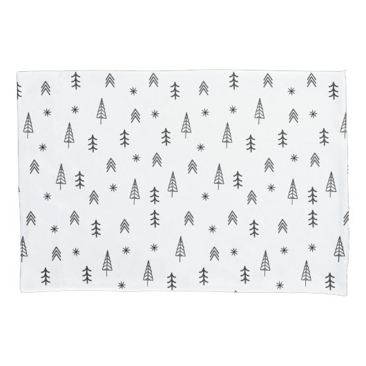 Minimalistisch zwart-wit winterpatroon kussensloop (Voorkant-Links)