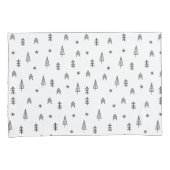 Minimalistisch zwart-wit winterpatroon kussensloop (Voorkant-Rechts)