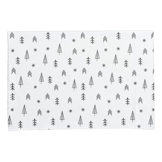 Minimalistisch zwart-wit winterpatroon kussensloop (Voorkant-Rechts)