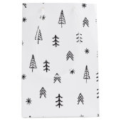 Minimalistisch zwart-wit winterpatroon medium cadeauzakje (Voorkant)