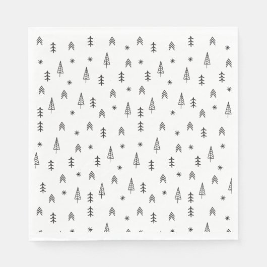 Minimalistisch zwart-wit winterpatroon servet (Voorkant)