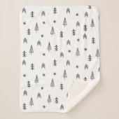 Minimalistisch zwart-wit winterpatroon sherpa deken (Voorkant)