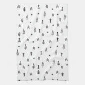 Minimalistisch zwart-wit winterpatroon theedoek (Verticaal)