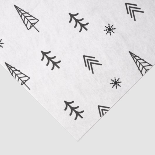 Minimalistisch zwart-wit winterpatroon tissuepapier (Detail)