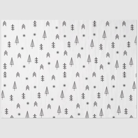 Minimalistisch zwart-wit winterpatroon tissuepapier (Voorkant)