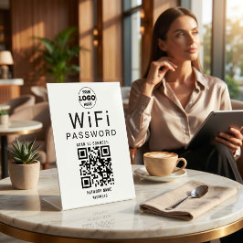 Minimalistisch Zwart Wit Zakelijk WiFi QR Code Log Reclamebord Met Voetstuk