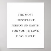Minimalistisch zwart-wit zelfliefde citaat poster (Voorkant)