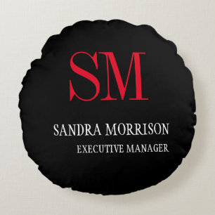 Minimalistisch zwart-wit zwart-wit rond kussen