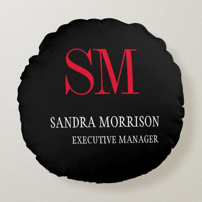 Minimalistisch zwart-wit zwart-wit rond kussen (Voorkant)