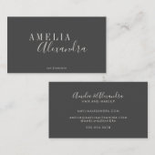 Minimalistisch zwart-wit zwart-witscript visitekaartje (Voorkant / Achterkant)