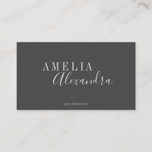 Minimalistisch zwart-wit zwart-witscript visitekaartje (Voorkant)