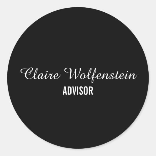 Minimalistisch zwart-witbedrijf ronde sticker (Voorkant)