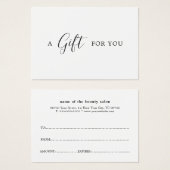 Minimalistisch zwart witcadeaucertificaat visitekaartje (Voorkant /achterkant)