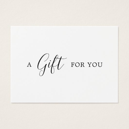 Minimalistisch zwart witcadeaucertificaat visitekaartje (Voorkant)