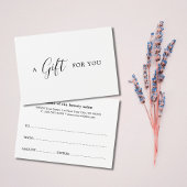 Minimalistisch zwart witcadeaucertificaat visitekaartje