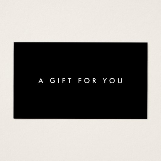 Minimalistisch zwart-witcadeaucertificaat visitekaartje (Voorkant)