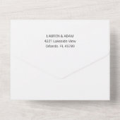 Minimalistisch zwart-witcalligrafie-huwelijk all in one uitnodiging (Achterkant)