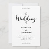 Minimalistisch zwart-witcalligrafie-huwelijk kaart (Voorkant)