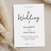 Minimalistisch zwart-witcalligrafie-huwelijk kaart