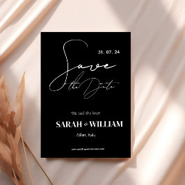 Minimalistisch zwart-witcalligrafie-huwelijk save the date
