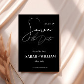 Minimalistisch zwart-witcalligrafie-huwelijk save the date