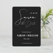 Minimalistisch zwart-witcalligrafie-huwelijk save the date (Staand voorkant)