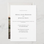 Minimalistisch zwart-witfotohuwelijk kaart (Voorkant / Achterkant)