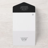 Minimalistisch zwart-withuwelijk all in one uitnodiging (Buitenkant)