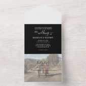 Minimalistisch zwart-withuwelijk all in one uitnodiging (Binnen)