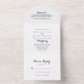 Minimalistisch zwart-withuwelijk all in one uitnodiging (Binnen)