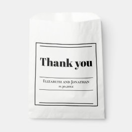 Minimalistisch zwart-withuwelijk bedankzakje