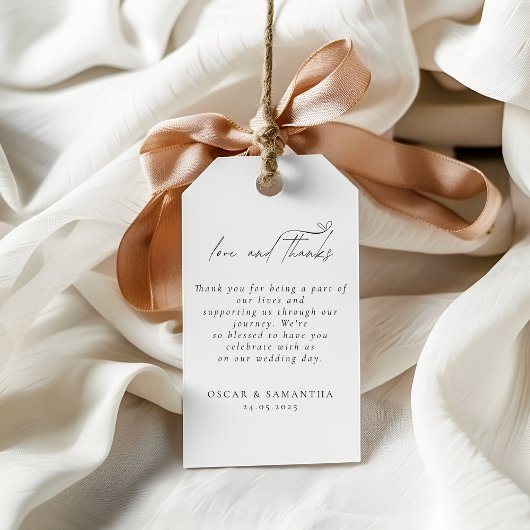 Minimalistisch zwart-withuwelijk cadeaulabel