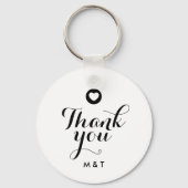 Minimalistisch zwart-withuwelijk Dank u Monogram Sleutelhanger (Voorkant)