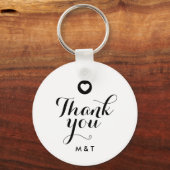 Minimalistisch zwart-withuwelijk Dank u Monogram Sleutelhanger (Voorkant)