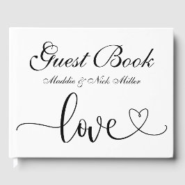 Minimalistisch zwart-withuwelijk gastenboek