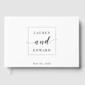 Minimalistisch zwart-withuwelijk gastenboek (Voorkant)