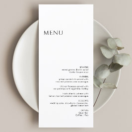 Minimalistisch zwart-withuwelijk menu