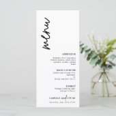 Minimalistisch zwart-withuwelijk menu (Staand voorkant)