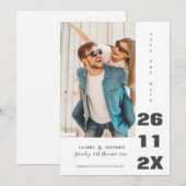 Minimalistisch zwart-withuwelijk met elegant gebol save the date (Voorkant / Achterkant)