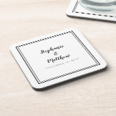 Minimalistisch zwart withuwelijk Moderne Pas getro Bier Onderzetter (Linkerzijde)