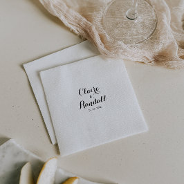 Minimalistisch zwart-withuwelijk Napkins Servet