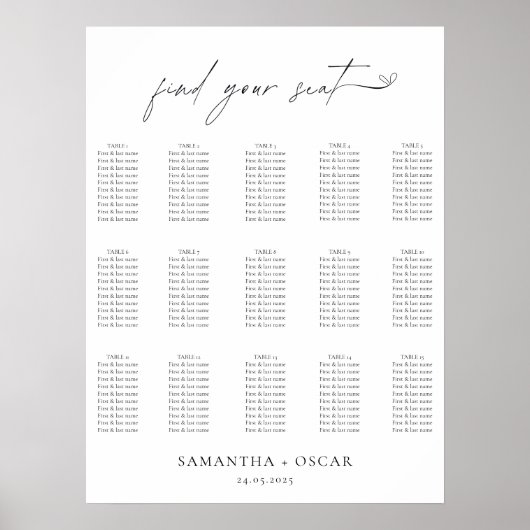 Minimalistisch zwart-withuwelijk poster (Voorkant)